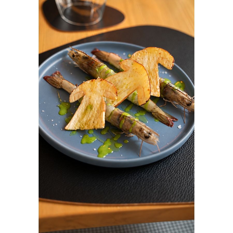 Crudo di mazzancolle con porcini freschi
