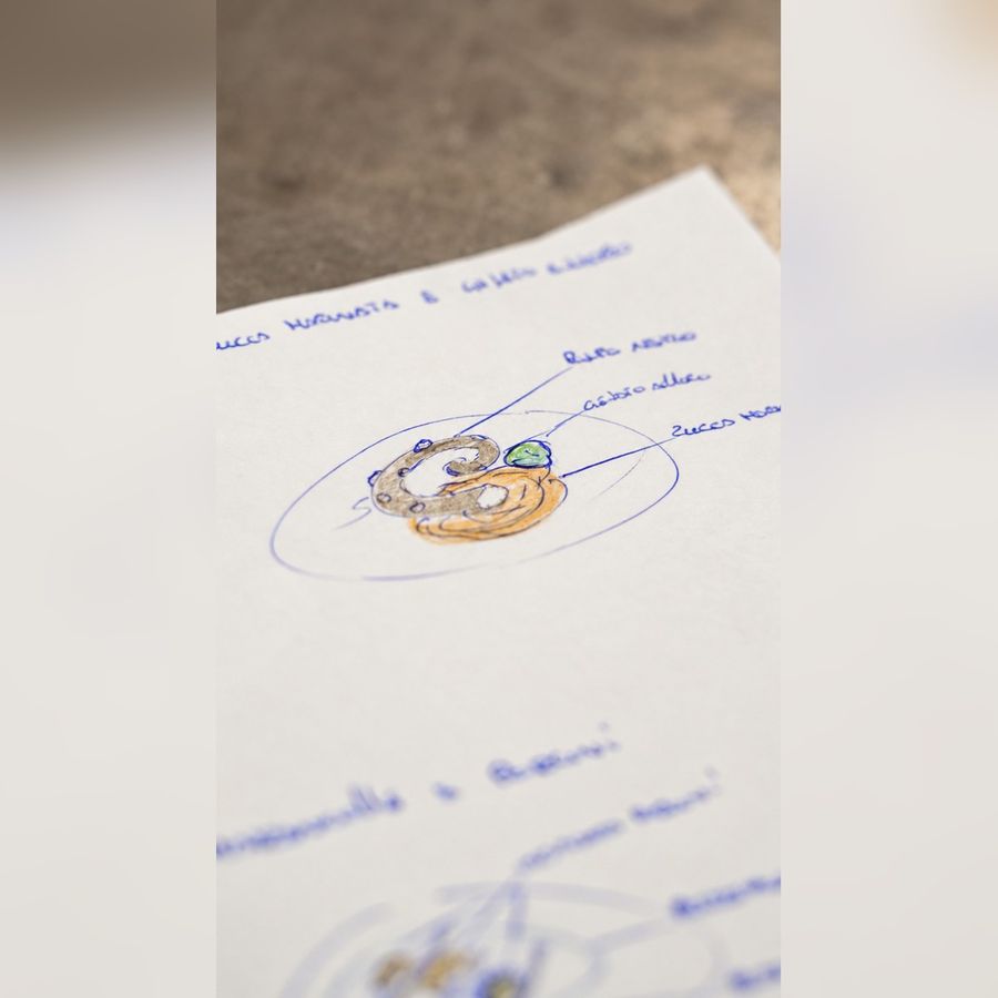 Disegni a mano dei piatti dello chef